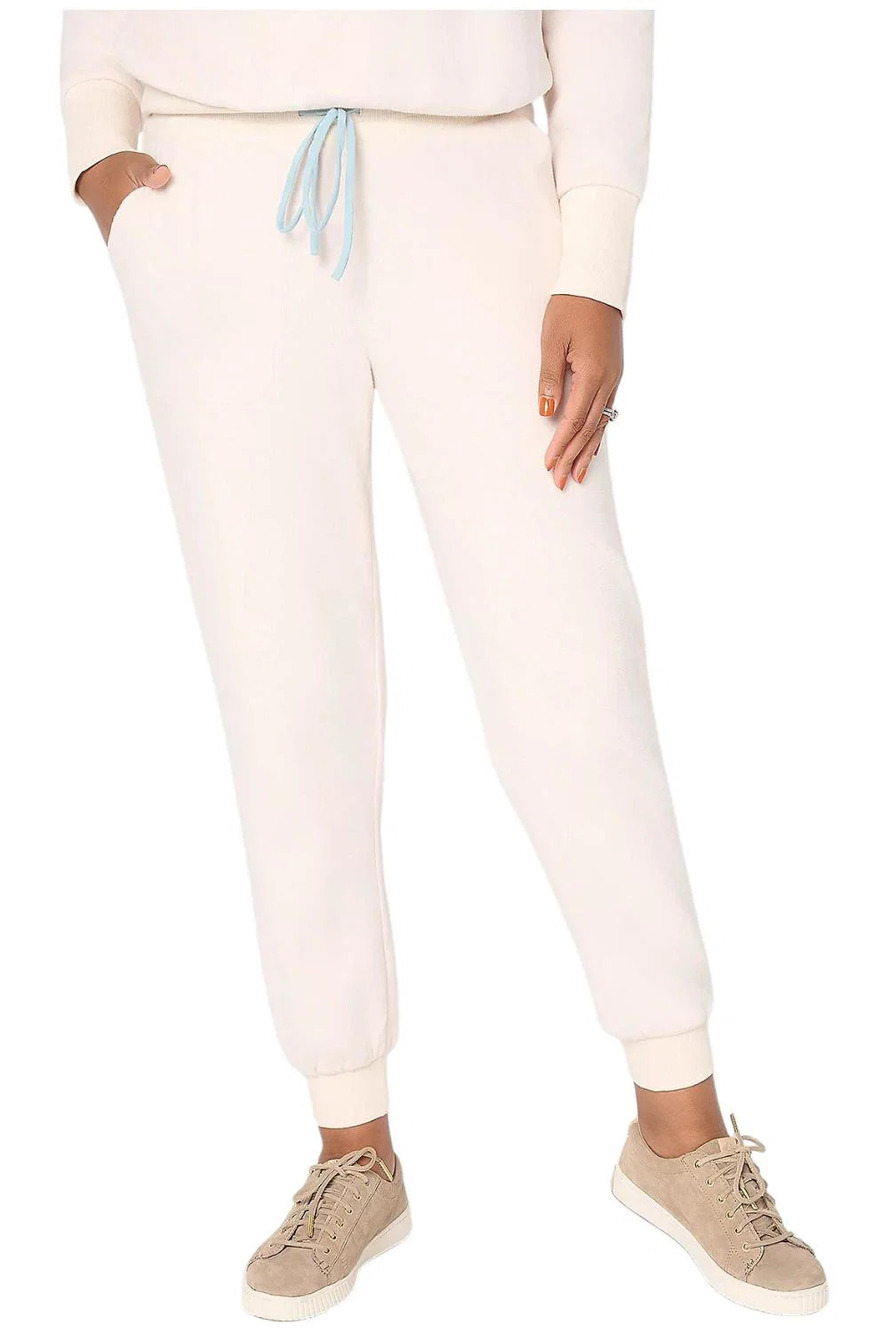 Mally Roncal Women's Cozy Plush Ankle Length Joggers Ivory - Regular